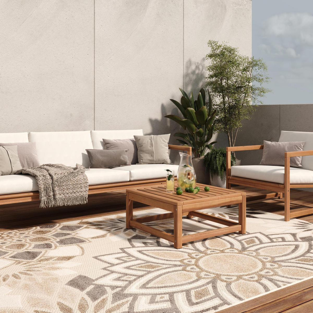 TEPPICH PATIO Creme 160/220 cm - Creme, Kunststoff (160/220cm) - Tapiso