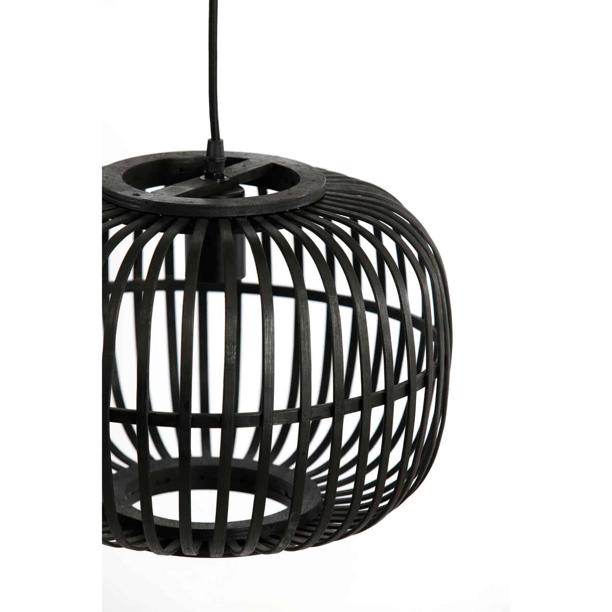 PENDELLEUCHTE Sassa Schwarz 34/34/24 cm - Schwarz, Holz (34/34/24cm) - Luqaza