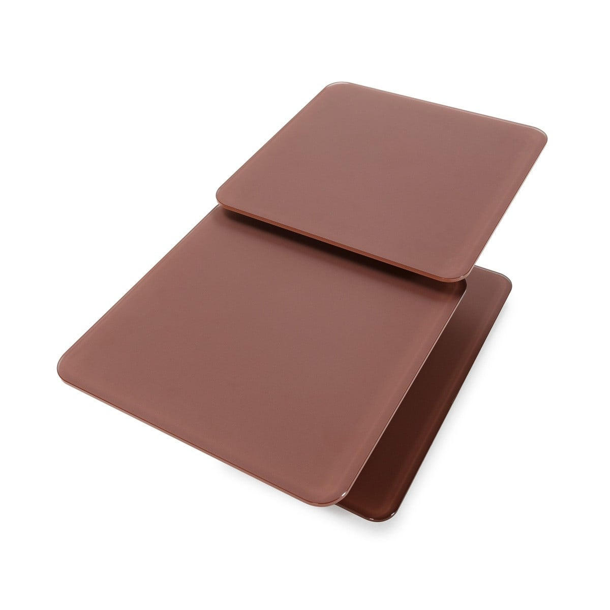 COUCHTISCH mit quadratischen Glasplatten 54/42,8/114,6 cm - Terracotta, Glas (66.5/54/42.8cm) - Calicosy