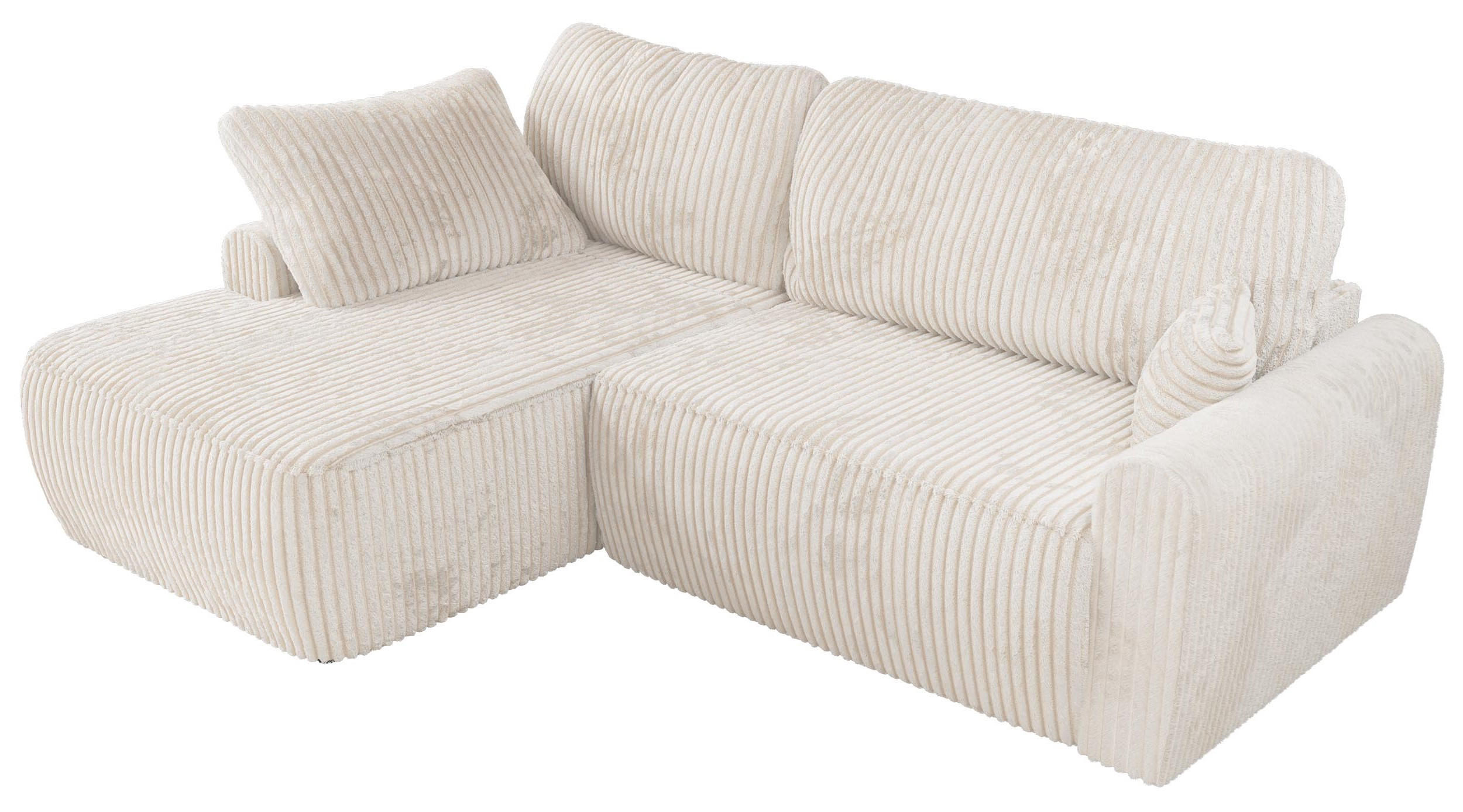 ECKSCHLAFSOFA CUBO L Creme Cord - links - Creme/Schwarz, Kunststoff/Textil (273/187cm) - MKS