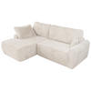 ECKSCHLAFSOFA CUBO L Creme Cord - links - Creme/Schwarz, Kunststoff/Textil (273/187cm) - MKS
