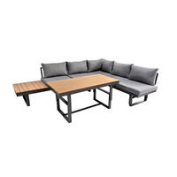 GARTENLOUNGE-SET Piazza Grau Aluminium höhenverstellbarer Tisch für 6 Personen - Grau, Kunststoff - Green Spirit