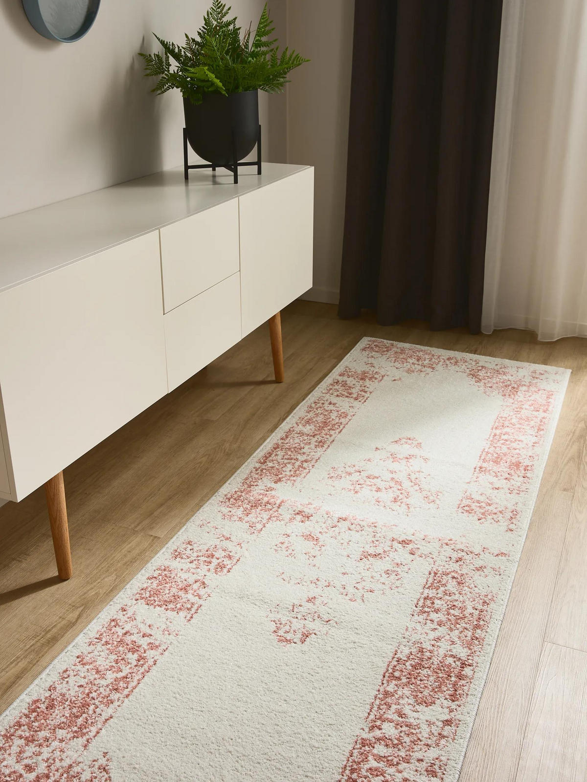 VINTAGE-LÄUFER Sia 80/240 cm - Creme/Rosa, Kunststoff (80/240cm) - benuta