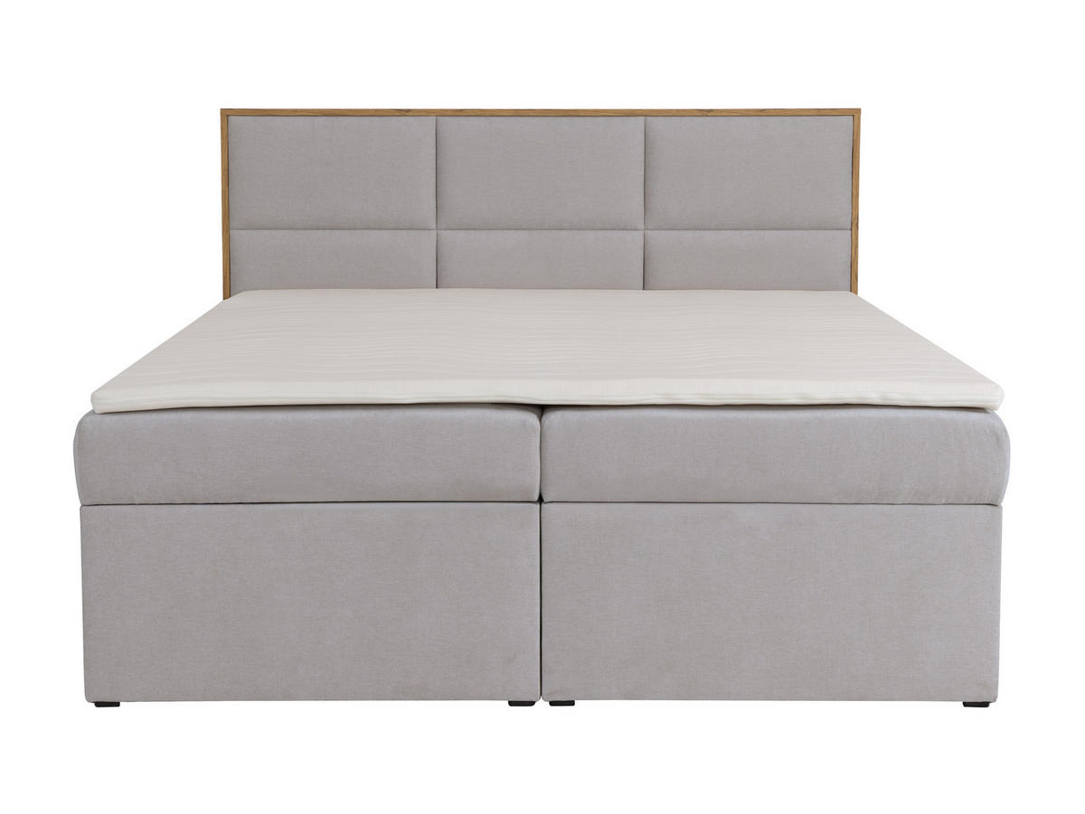 BOXSPRINGBETT ELMA mit Topper und Bettkasten, Hellgrau, 160x200 cm - Hellgrau, Textil (160/200cm) - KS Home Concept