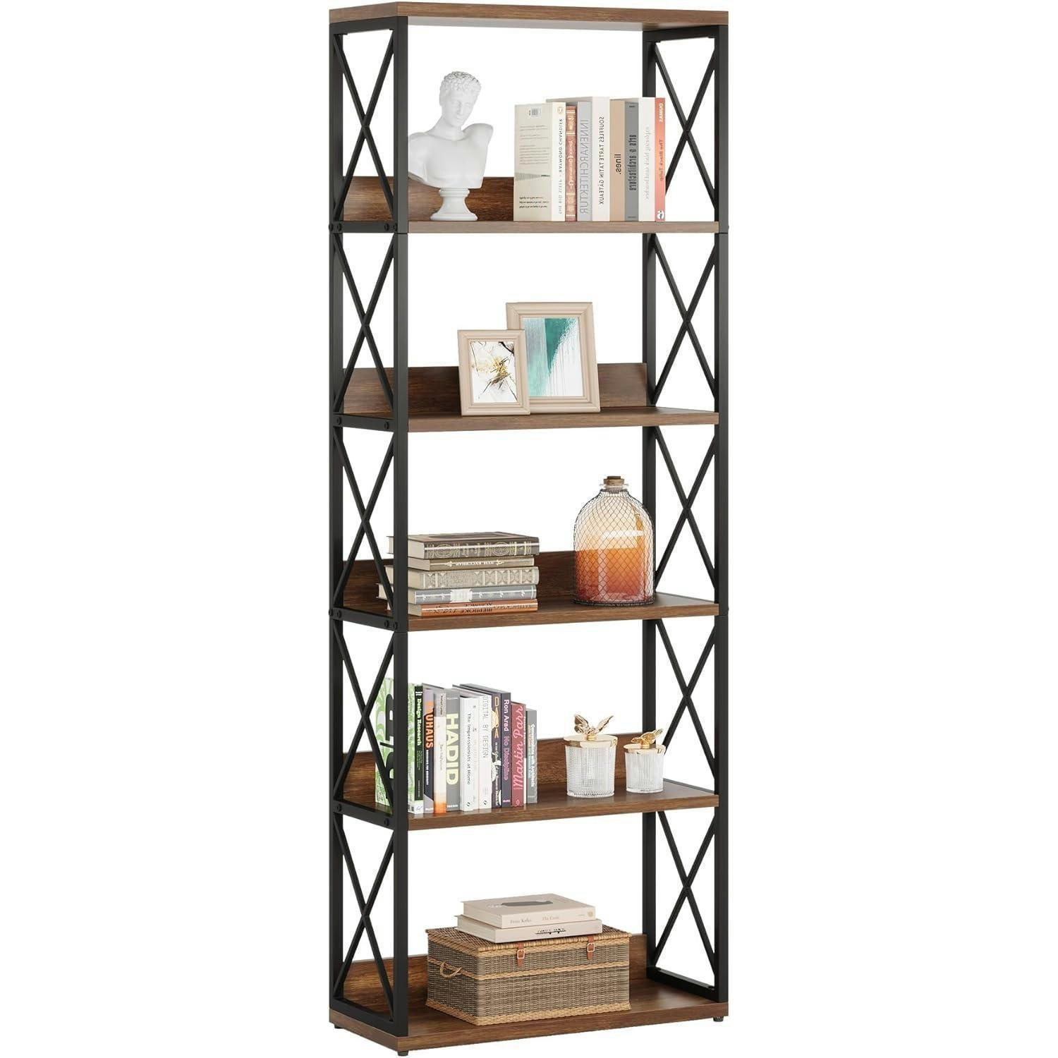 BÜCHERREGAL im Industriestil 178 cm Braun Schwarz - Braun, Metall (70/180/30cm)