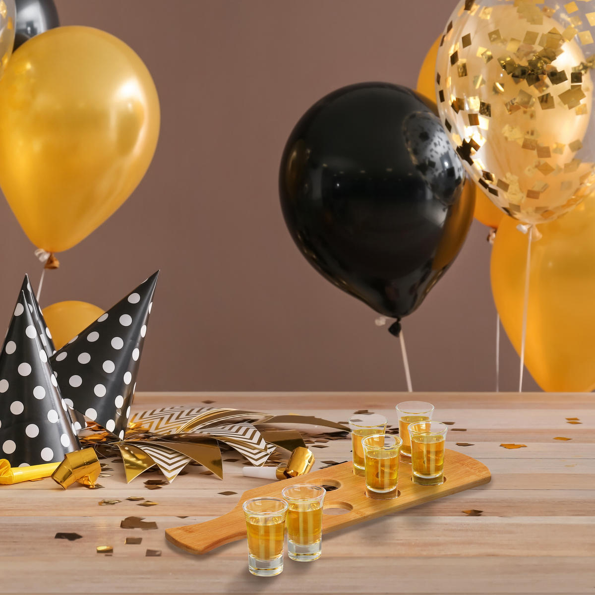 SCHNAPSBRETT - Hellbraun, Glas/Holz (0.04L) - Relaxdays