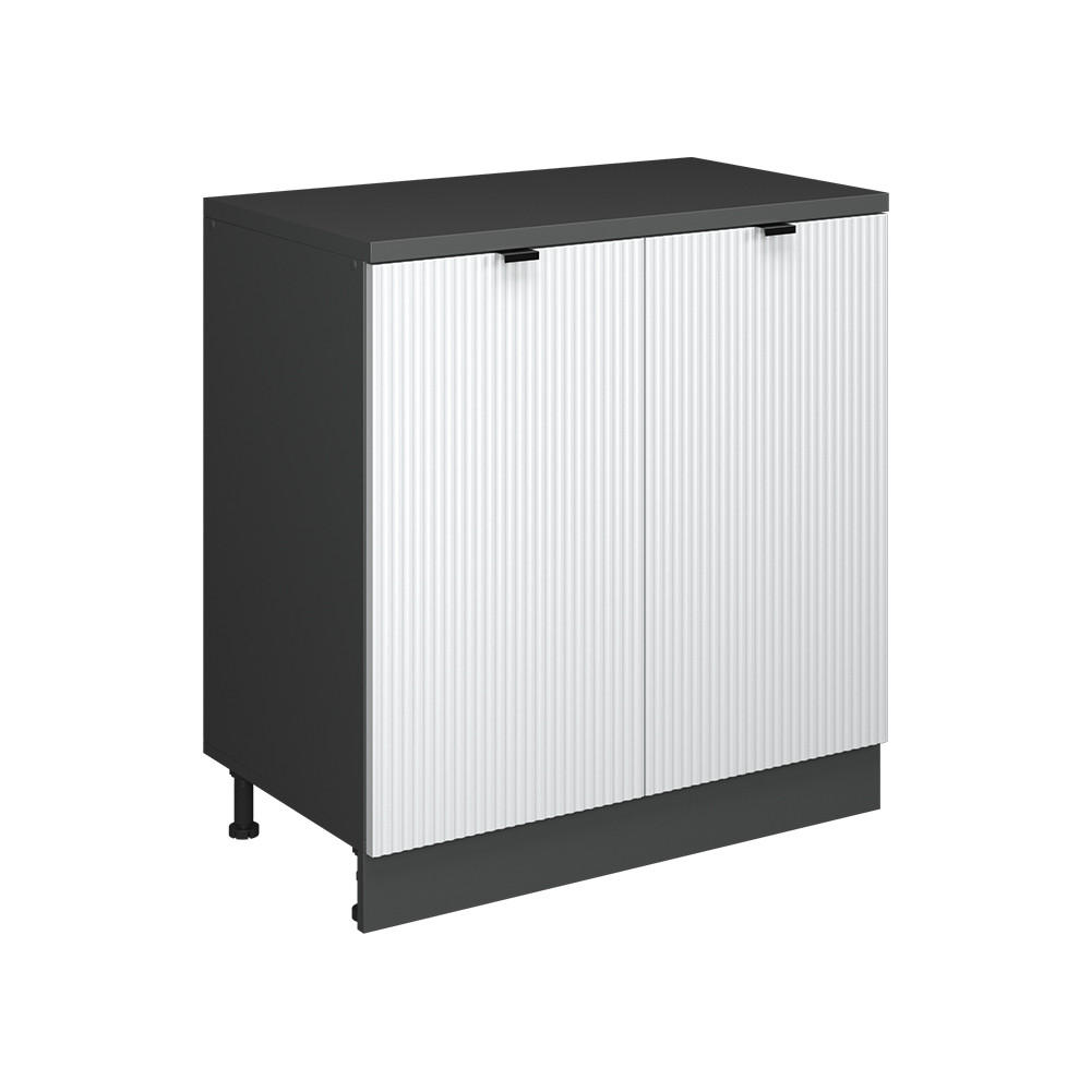 KUHINJSKA OMARA ZA POŠEVNE STREHE R-Line, Belo valovanje, 80 cm brez naklona z 2 vrati - bela/antracit, leseni material (80/83.8/46cm) - Vicco