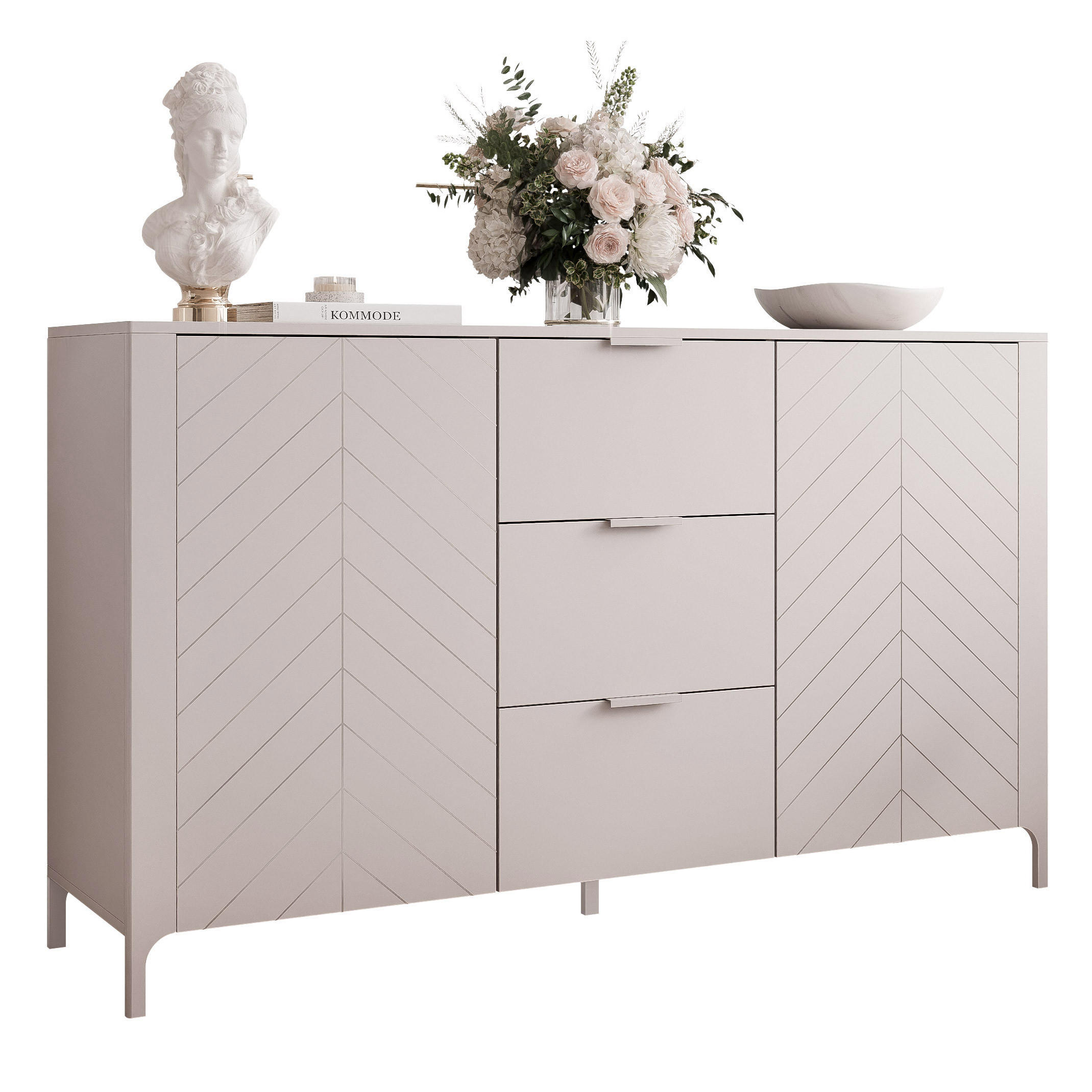 KOMMODE LORIEN 153 cm, 3 Schublade(n) Kaschmir - Kaschmir, Holzwerkstoff/Metall (153.1/95.1/40.6cm) - Idohome