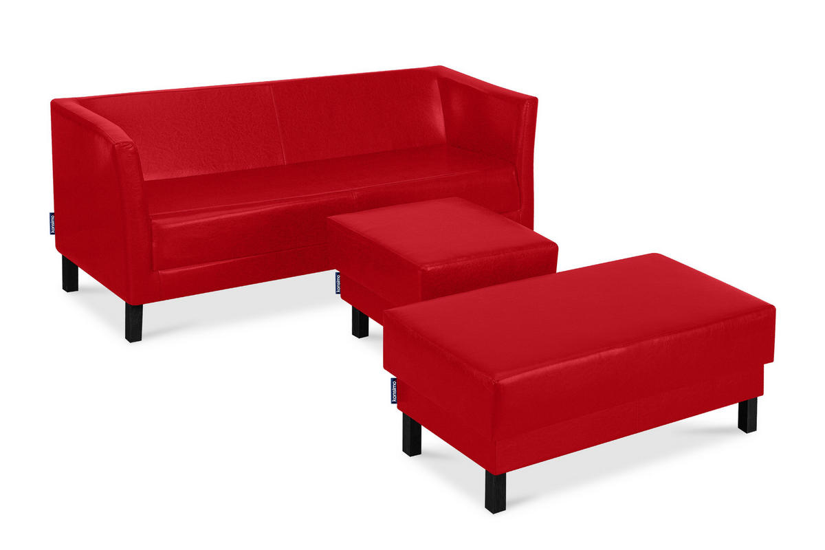 SITZHOCKER ESPECTO auf hohen Holzbeinen, rot - Rot/Schwarz, Textil (58/47/56cm) - KONSIMO®
