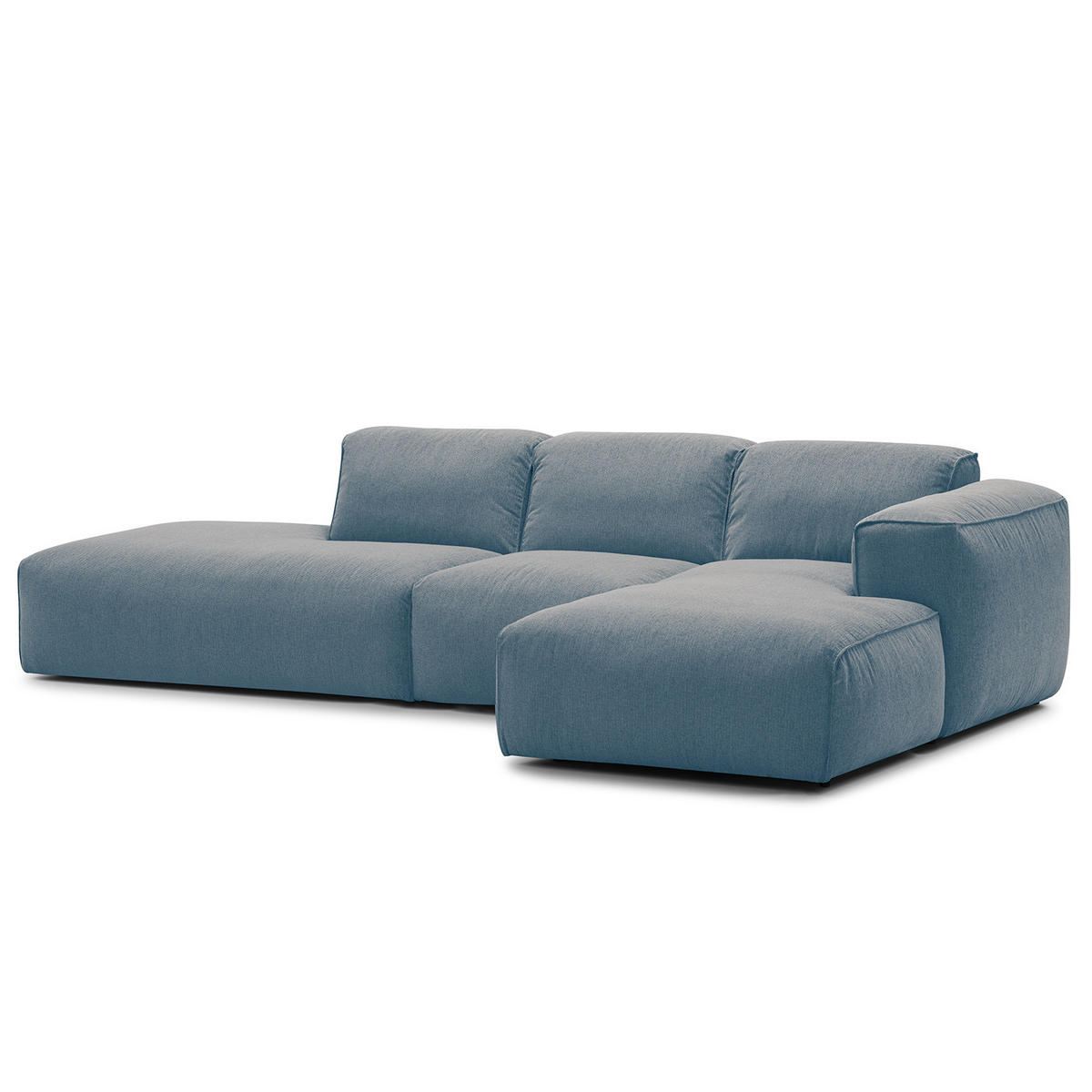 ECKSOFA mit Chaiselongue - Blaugrau/Schwarz, Kunststoff/Textil (290/173cm) - home24