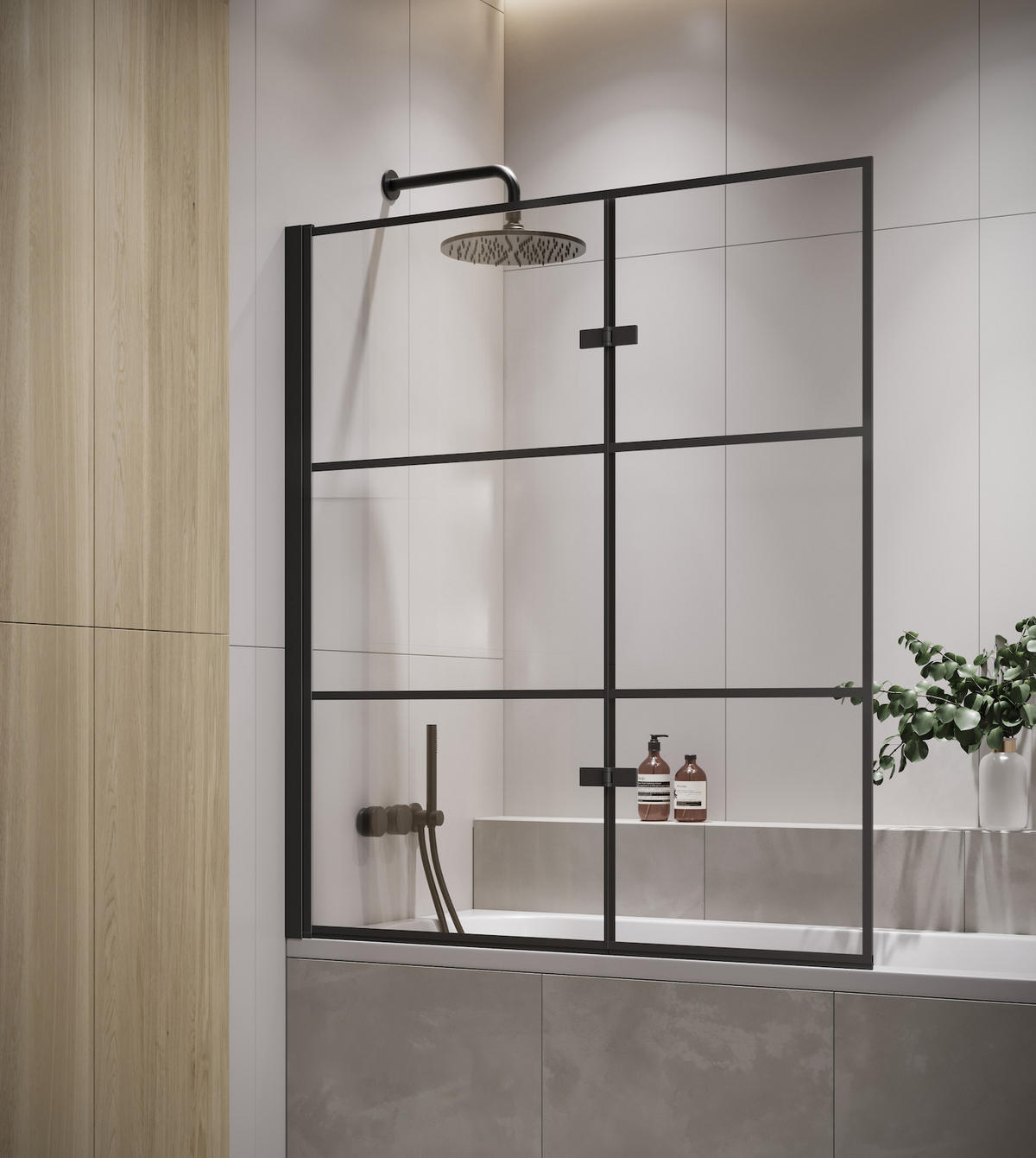 BADEWANNE Berkan 2 Teile cm Schwarz - 100 x 140 cm - Schwarz, Glas (100/140cm) - Badplaats