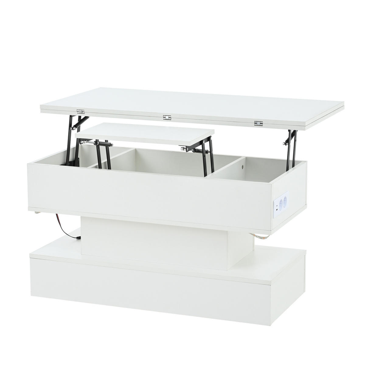 COUCHTISCH höhenverstellbar Weiß 100/50/51,5 cm - Weiß, Holzwerkstoff (100/50/51.5cm)