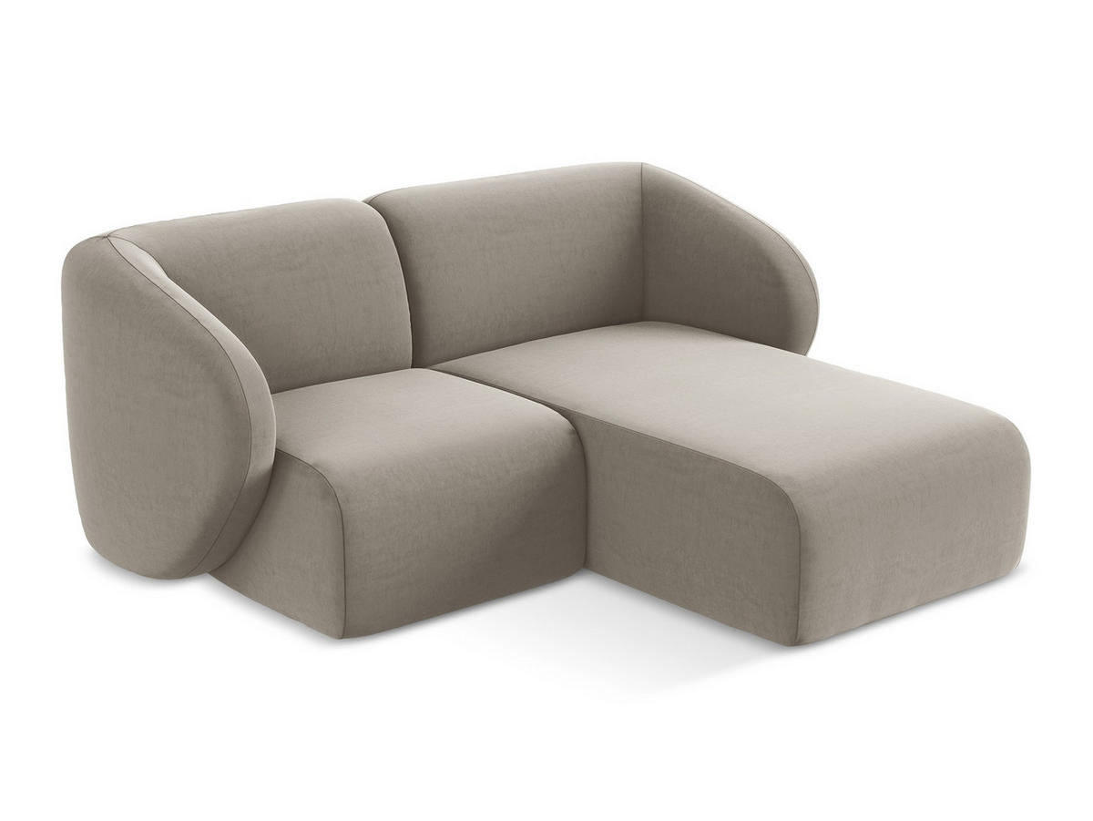 ECKSOFA Rechts Samt Stoff Grau - Taupe/Schwarz, Holzwerkstoff/Kunststoff (178/166cm) - Makamii