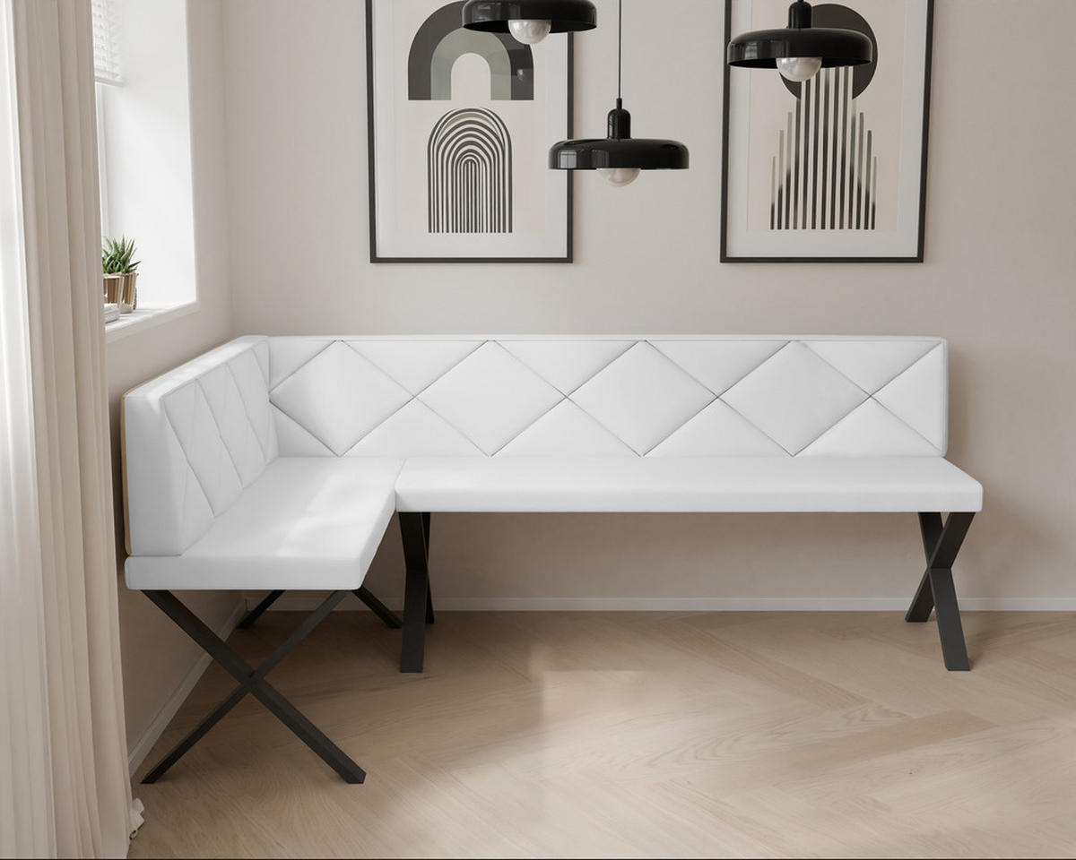 ECKBANK links VERO X Kunstleder gesteppt, 128/168 cm Weiß - Weiß, Kunststoff/Textil (128/168cm) - Idohome