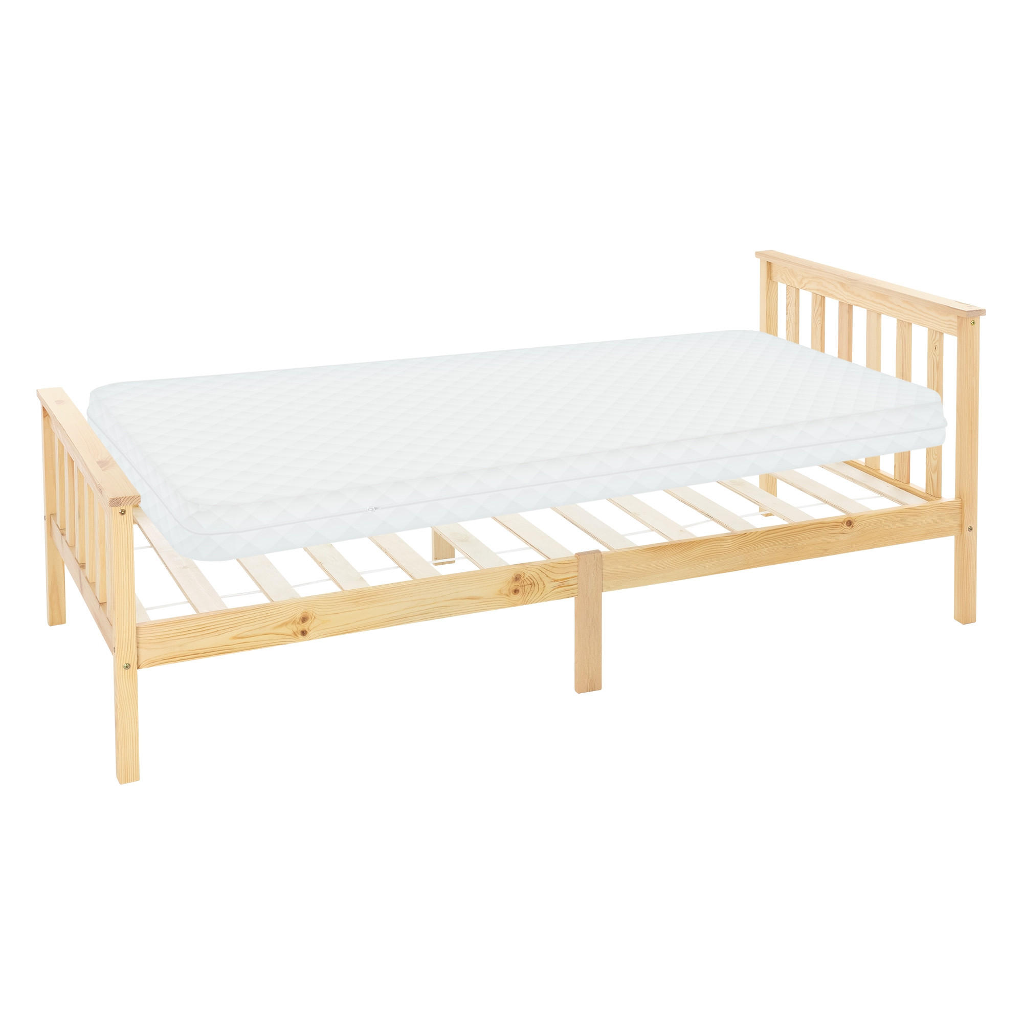 HOLZBETT 90x200 cm Natur Kiefernholz mit Lattenrost und Matratze H10cm - Naturfarben, Holz/Textil (90/200cm) - ML-DESIGN