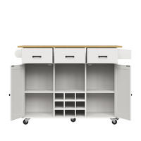 KÜCHENINSEL Weiß 104/39,5/91,5 cm Klappbar mit 3 Schubladen - Weiß, Holzwerkstoff (104/91.5/39.5cm) - PANGIVO