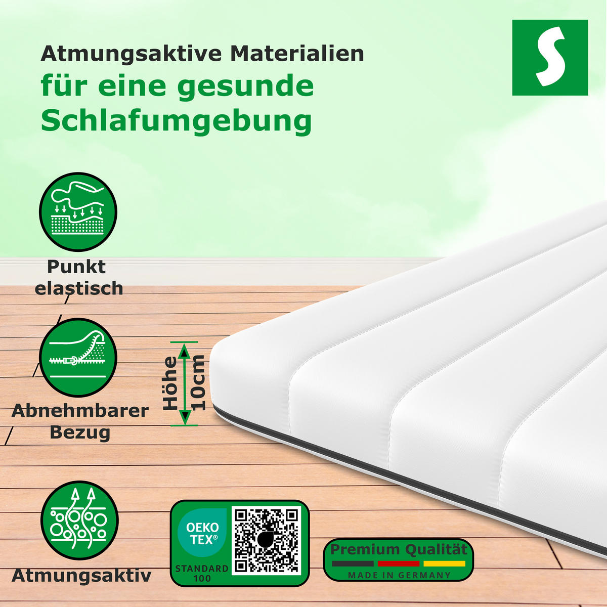 KALTSCHAUM-TOPPER – 120/200 cm, 11 cm Höhe - Weiß, Textil (120/200cm) - Schlaftroll