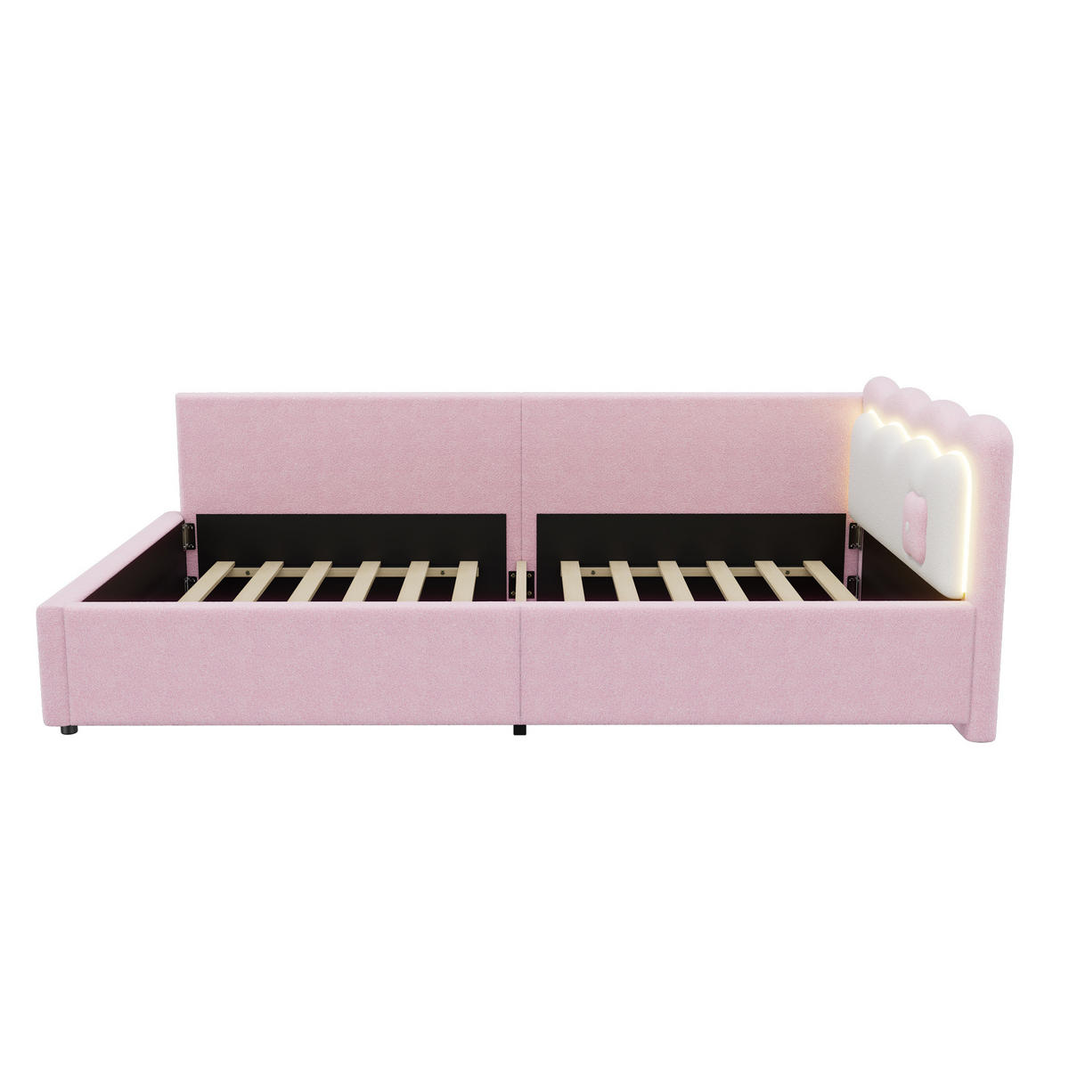 TAGESBETT mit LED-Beleuchtung 90x200 cm Vliesimitat Rosa - Rosa, Holz (90/200cm) - Meubliv
