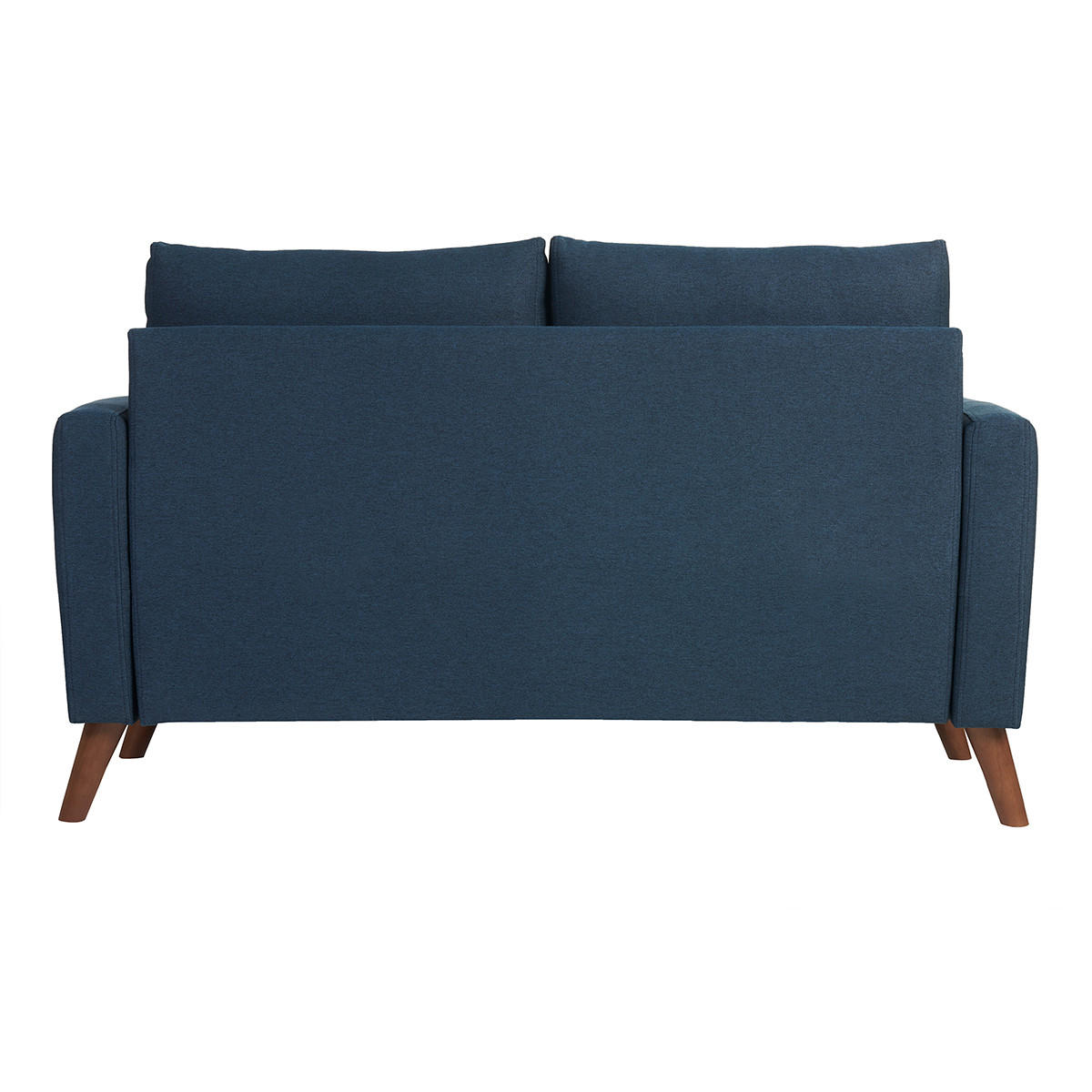 SOFA 2-Sitzer Stoff Dunkelblau Holz Dunkel MUNIK - Blau, Textil (137/81/75.5cm) - Miliboo