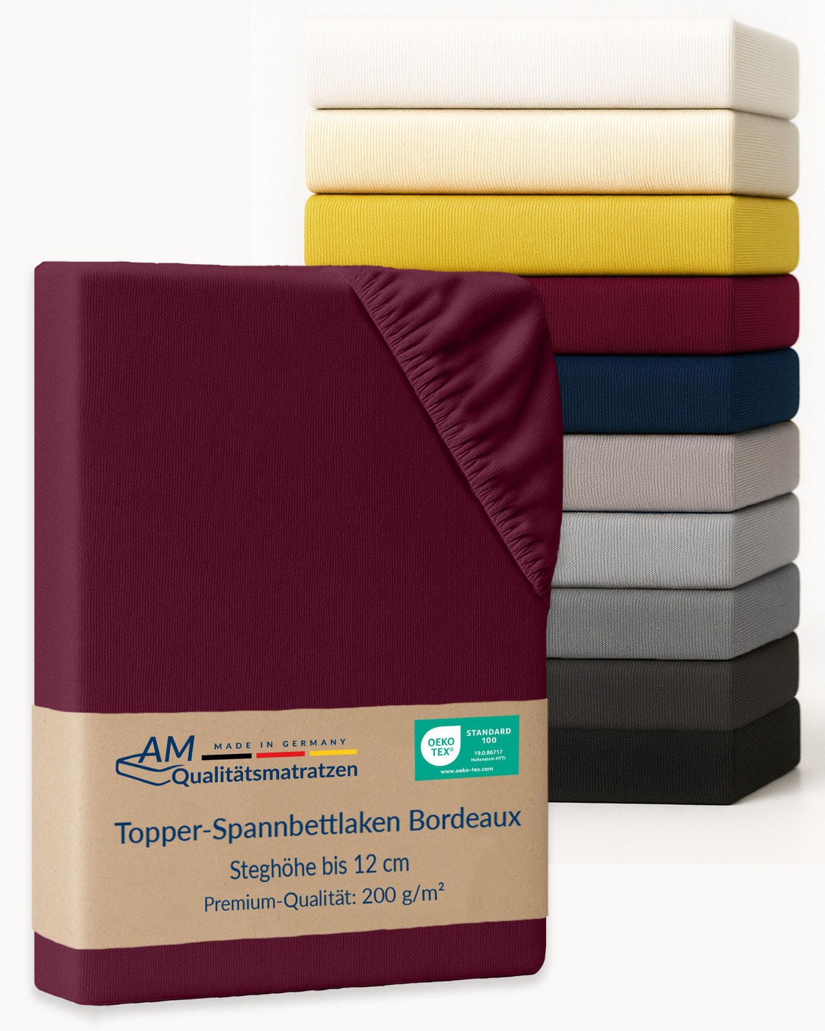 SPANNBETTLAKEN TOPPER 70/220/12 cm Bordeaux - Bordeaux, Textil (70/220cm) - AM Qualitätsmatratzen