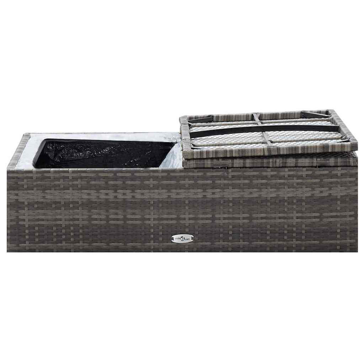 LOUNGEGARNITUR mit Auflagen und Kissenbox, aus Poly Rattan, Grau, 2-teiliges Set - Grau, Kunststoff/Textil - vidaXL