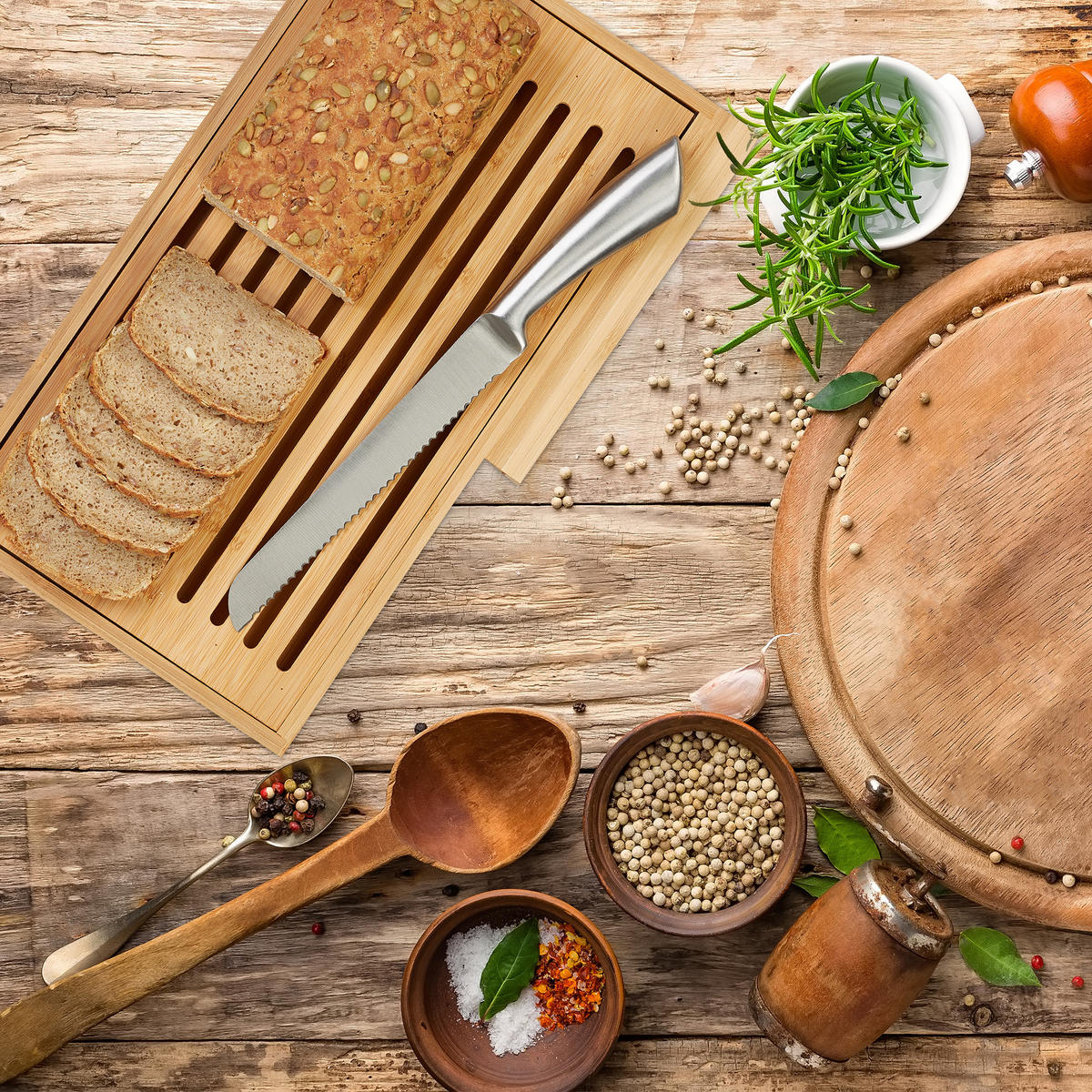 BROTSCHNEIDEBRETT - Hellbraun, Holz/Metall (40/24cm) - Relaxdays