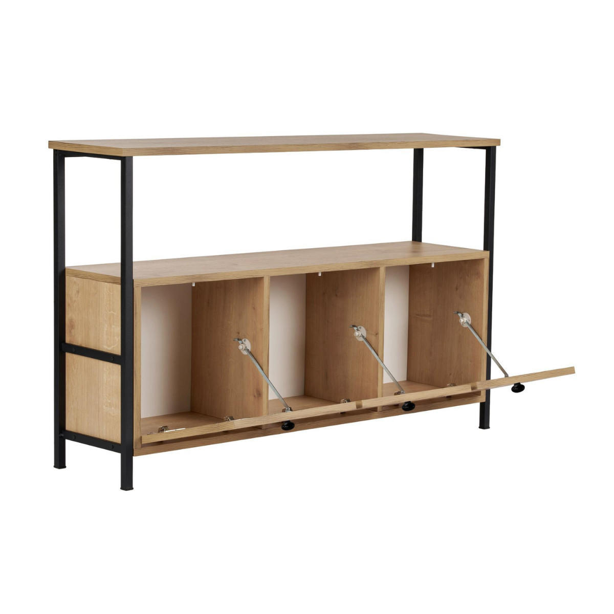 SIDEBOARD mit 3 Türen und 1 oberer Ablagefläche 120/29,5/77 cm - Schwarz, Holzwerkstoff (29.5/77/120cm) - Calicosy