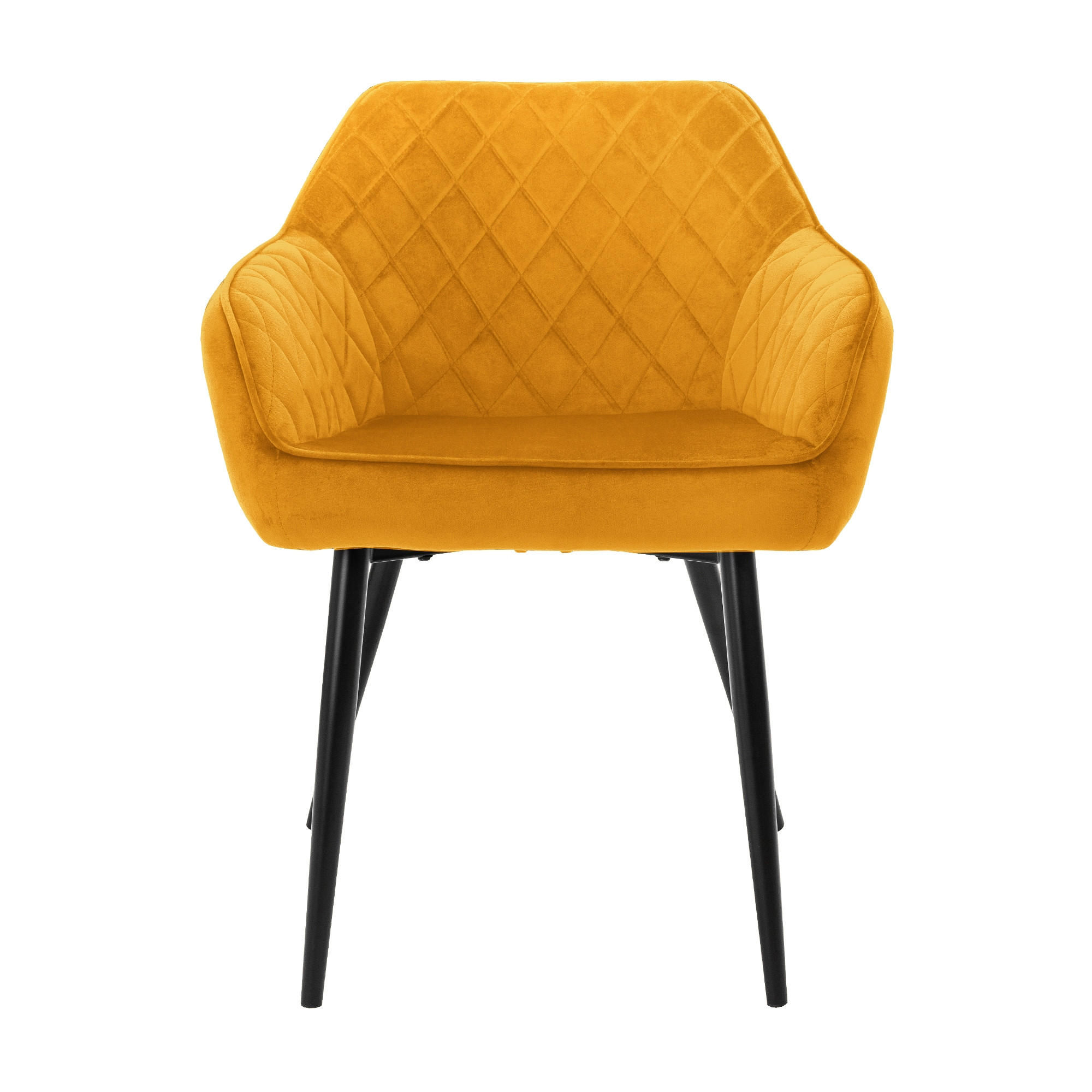 STUHL Samt Senf 6er Set - Gelb, Metall (63/80/60cm) - ML-DESIGN