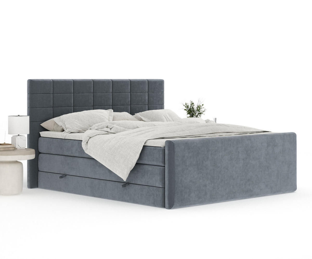 BOXSPRINGBETT Ava Grau 180/200 cm - Schwarz/Grau, Holz/Holzwerkstoff (180/200cm) - Maison de Reve