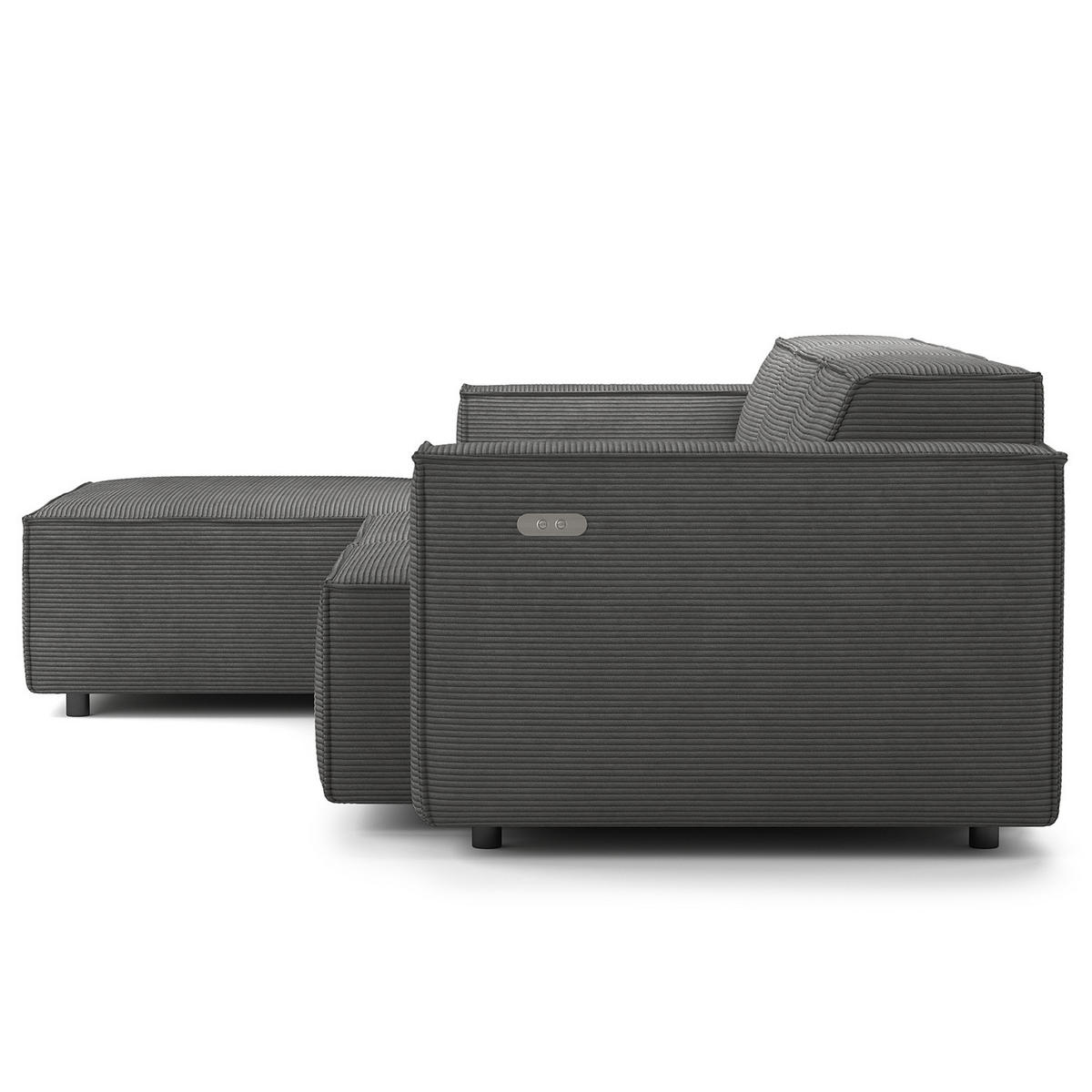 ECKSOFA mit Longchair - Anthrazit/Schwarz, Kunststoff/Textil (260/177cm) - home24