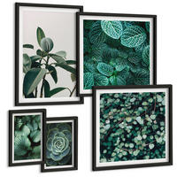 BILDER SET 5er Set - 50x50 cm & 20x30 cm & 40x60 cm Schwarzer Rahmen - Grüne Wälder, kristallklares Wasser - Schwarz, Kunststoff (40/60cm) - TULUP