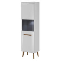 VITRINE Weiß Riviera Eiche Nordan 53 Hoch Mit LED - Eichefarben/Weiß, Holzwerkstoff (53/197/40cm) - Sepro Meble