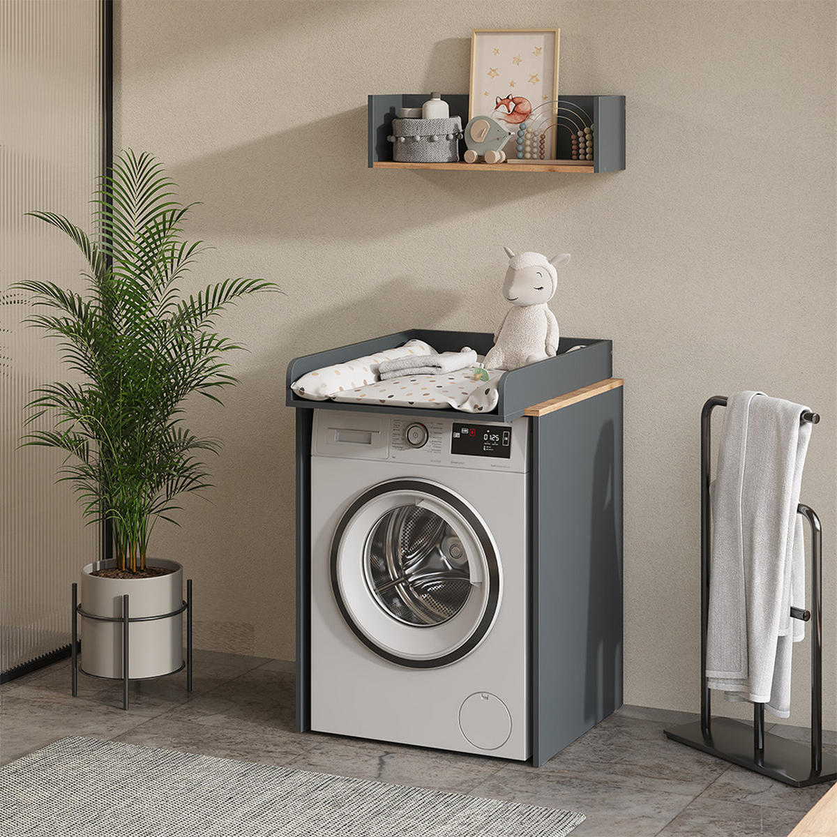 SKŘÍŇKA NA PRAČKU Viktor Antracit/zlatý dub - medově dubová/antracitová, kompozitní dřevo (68/88.2/60cm) - Vicco