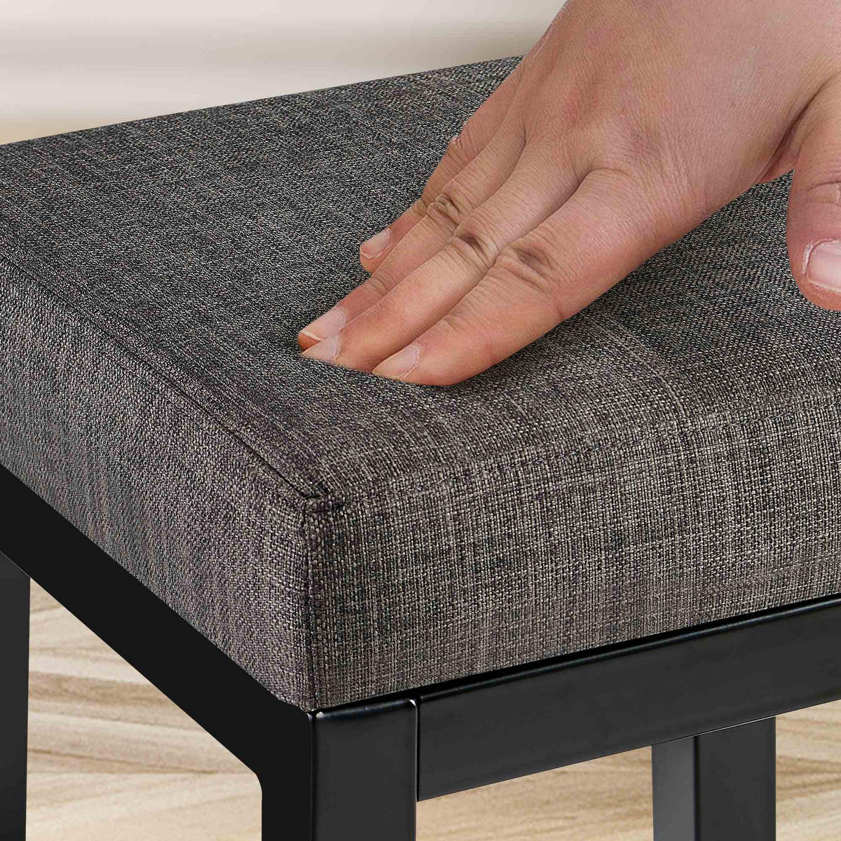 BARHOCKER Stoff Grau - Schwarz/Grau, Textil/Metall (37/78/37cm) - CLP