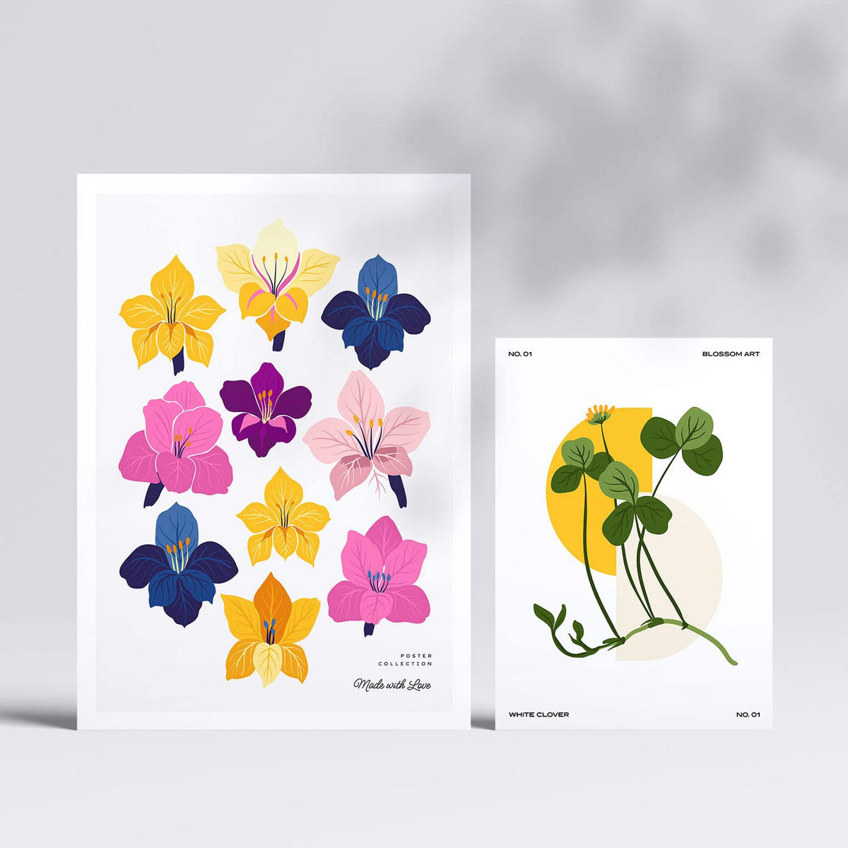 POSTER Set Mit 6 Blumen Chromatische Skala A3 & A4 Rahmenlos - Klar, Papier (29/3cm) - Nacnic