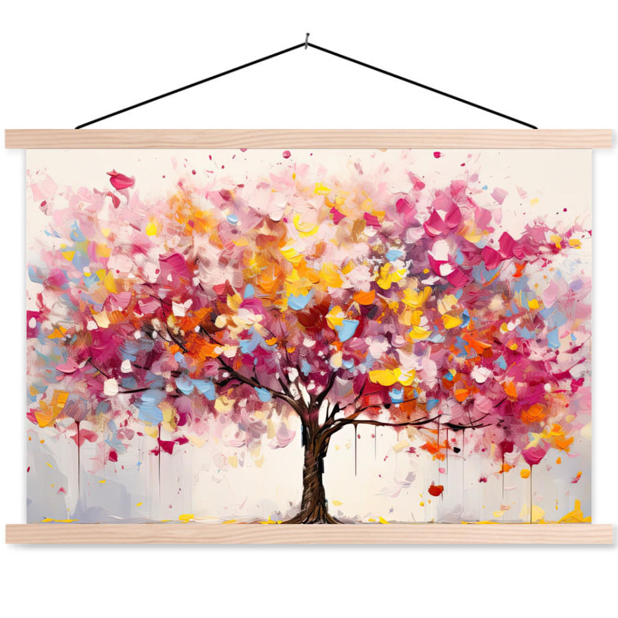 MuchoWow PLAKÁT S MAGNETICKOU LIŠTOU Akvarel - Strom - Umění - Abstraktní 90x60 cm