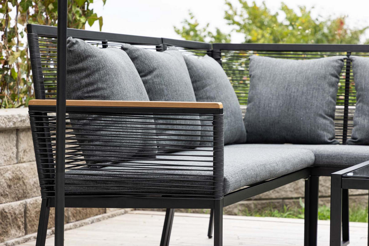 LOUNGE-SET schwarz - Schwarz, Holzwerkstoff - ebuy24