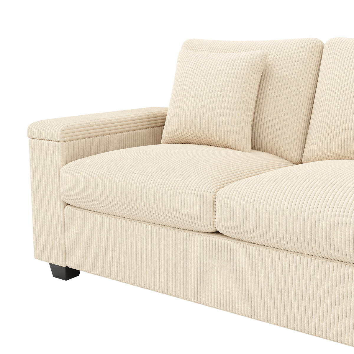 4-SITZER SOFA Cord Beige mit USB, USB-C und Stauraum - Beige, Holzwerkstoff/Kunststoff (299/82.7/80cm) - WISHDOR