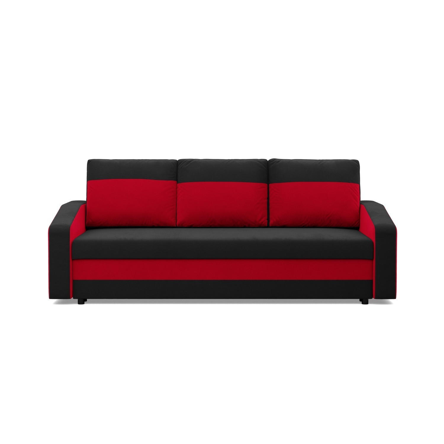 SOFA 3-SITZER MIT SCHLAFFUNKTION ORION, Schwarz + Marineblau - Multicolor, Textil (220/92/92cm)