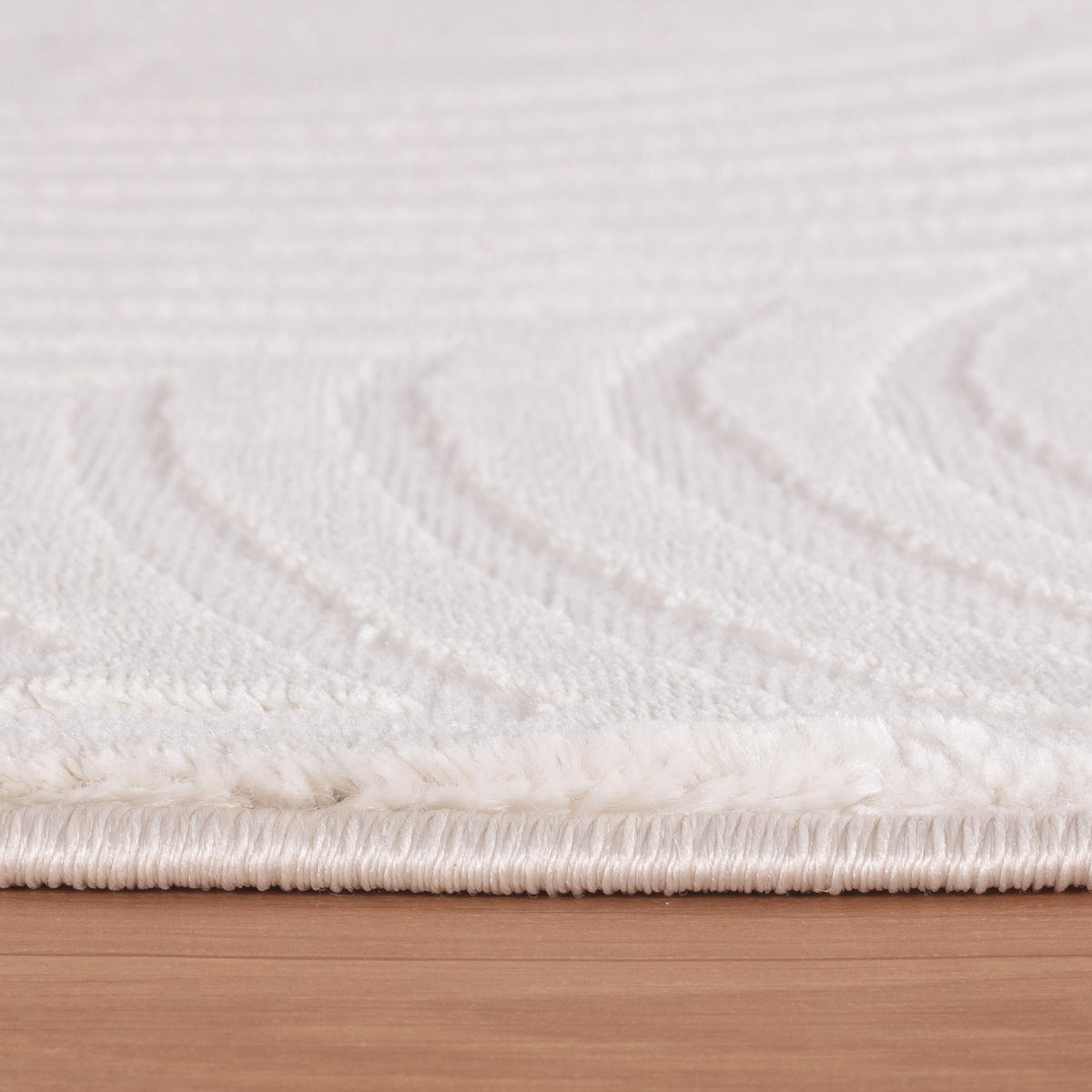 TEPPICH Flur 3D-Effekt Pflegeleicht Waschbar Wohnzimmer OEKO-TEX Creme 200x290 cm Gekettelt – ILLER - Beige, Textil (200/290cm) - KADIMA DESIGN