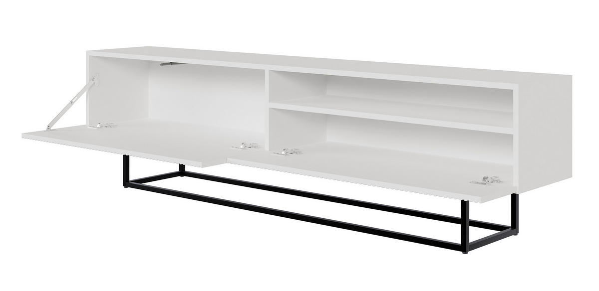 TV-SCHRANK Veldio Weiß Schwarz mit offenem Fach 175 cm - Schwarz/Weiß, Holzwerkstoff/Metall (175/46.5/31.6cm) - Selsey