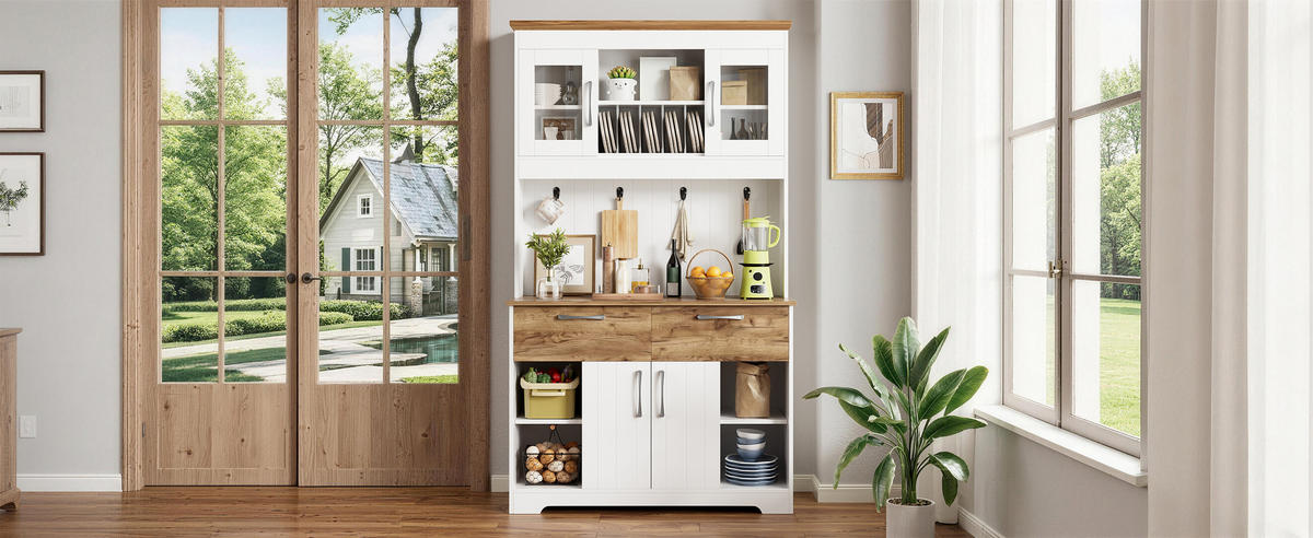 KÜCHENSCHRANK 106x39x176 cm Buffet Stauraum - Naturfarben, Holzwerkstoff (106/176.5/39cm) - Fortuna Lai
