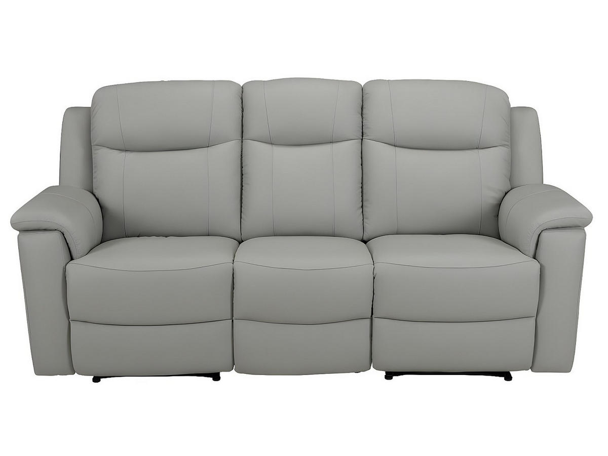 COUCHGARNITUR - 5 Personen - leder - hellgrau Evasion - Hellgrau, Leder (156/100/96cm) - Vente-Unique