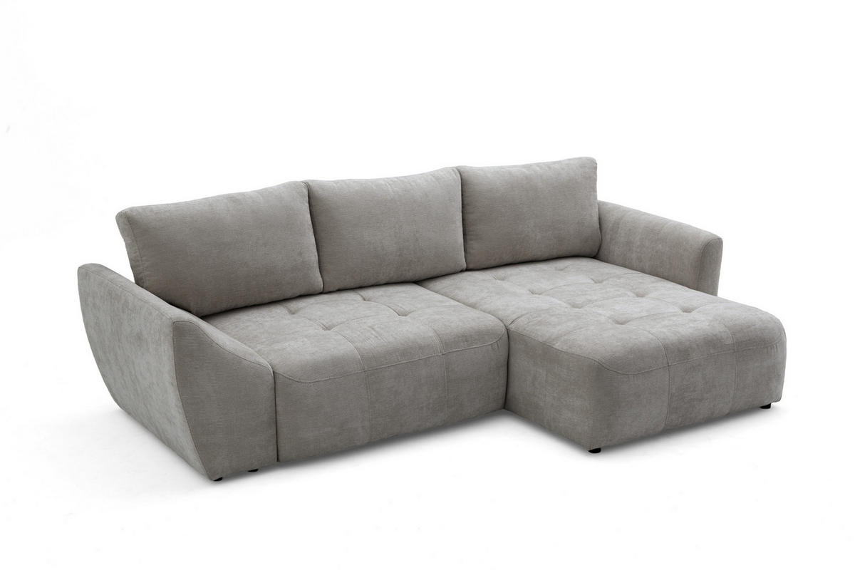 ECKSOFA NICE L Rechts mit Schlaffunktion 137x204 Chenille Grau - Schwarz/Grau, Holz/Textil (165/260cm) - Muffo