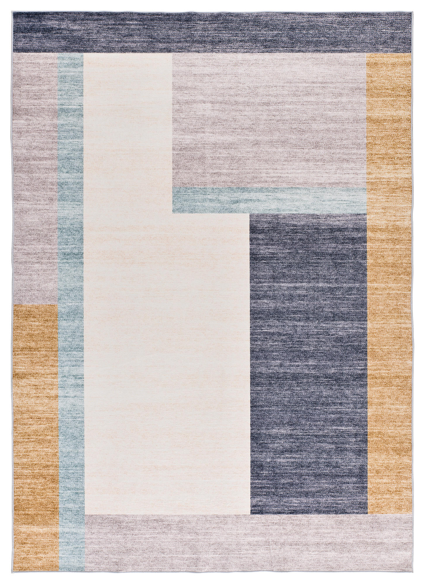 Atticgo Flachwebeteppich Mehrfarbig, Beige, Grau, Blau 80x150 cm