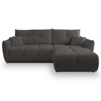 ECKSOFA MODA S Grau Geflochtener Stoff mit Schlaffunktion - Grau, Holz (257/177cm) - MASSENO