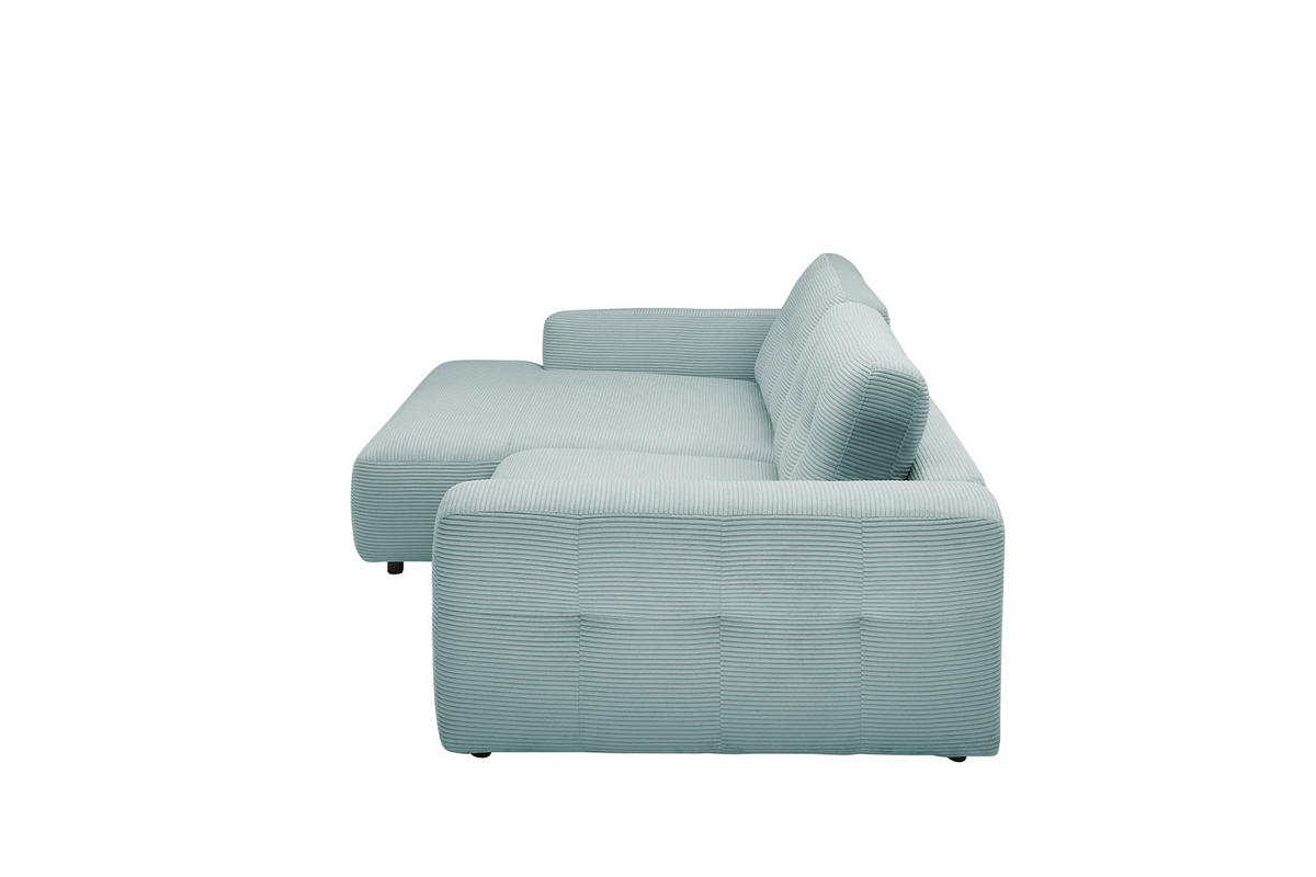 ECKSOFA XL MIKA Hellblau Cord - Schwarz/Hellblau, Kunststoff/Textil (296/167cm) - KAWOLA