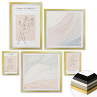 WANDBILDER 5er Set - 50x50 cm & 20x30 cm & 40x60 cm Goldrahmen - Weibliche Silhouetten auf Plakaten - Goldfarben, Kunststoff (40/60cm) - ArtPrintCave