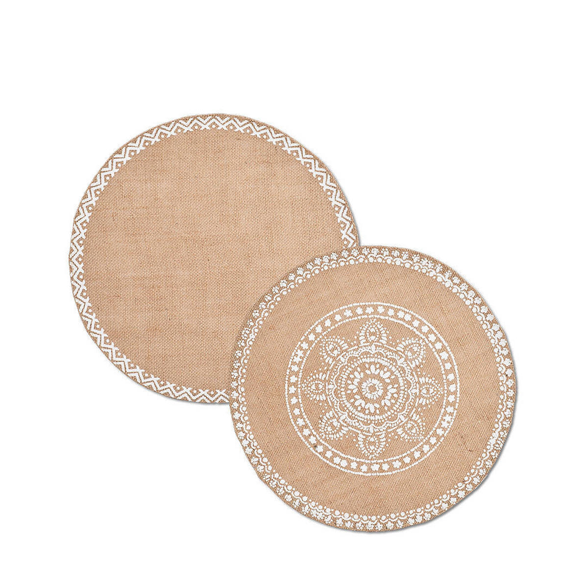 TISCHSET Mandala Ø 38 cm - Braun/Weiß, Naturmaterialien (38cm)