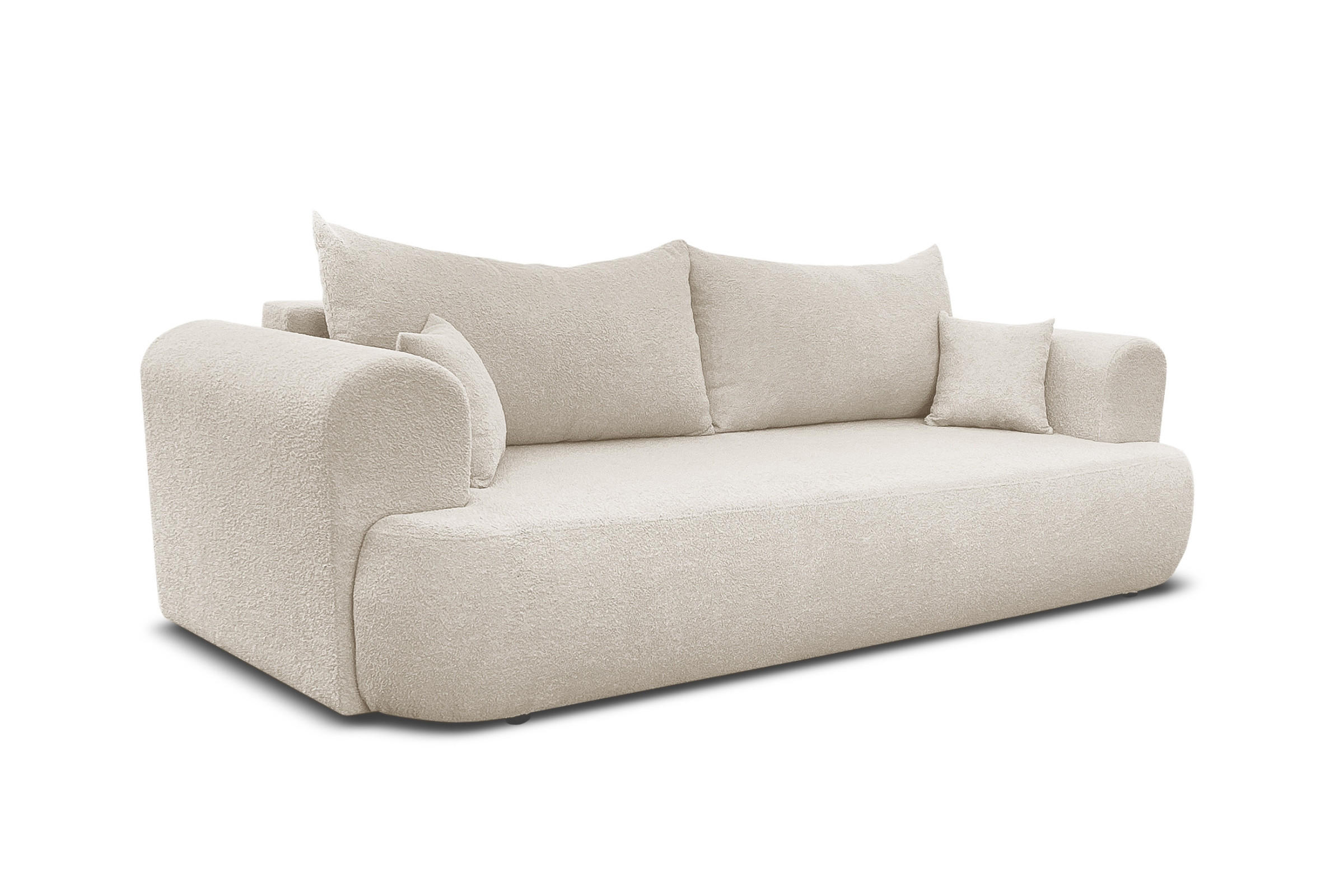 SCHLAFSOFA BRAVO 247/90 in Bouclé Creme - Creme, Holz/Holzwerkstoff (247/69/90cm) - Deine Möbel 24